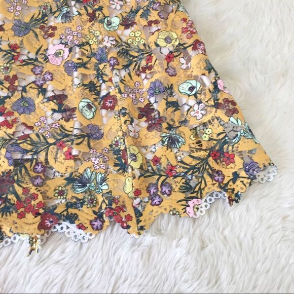 New ALEX MARIE Yellow Floral Lace Off The Shoulder Midi Dress Fit & Flare Size 2 - Picture 10 of 16